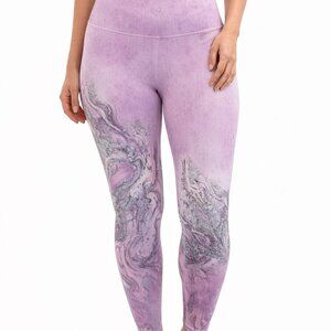 Evolution & Creation Purple Marble Leggings High Waist Yoga Workout Size L